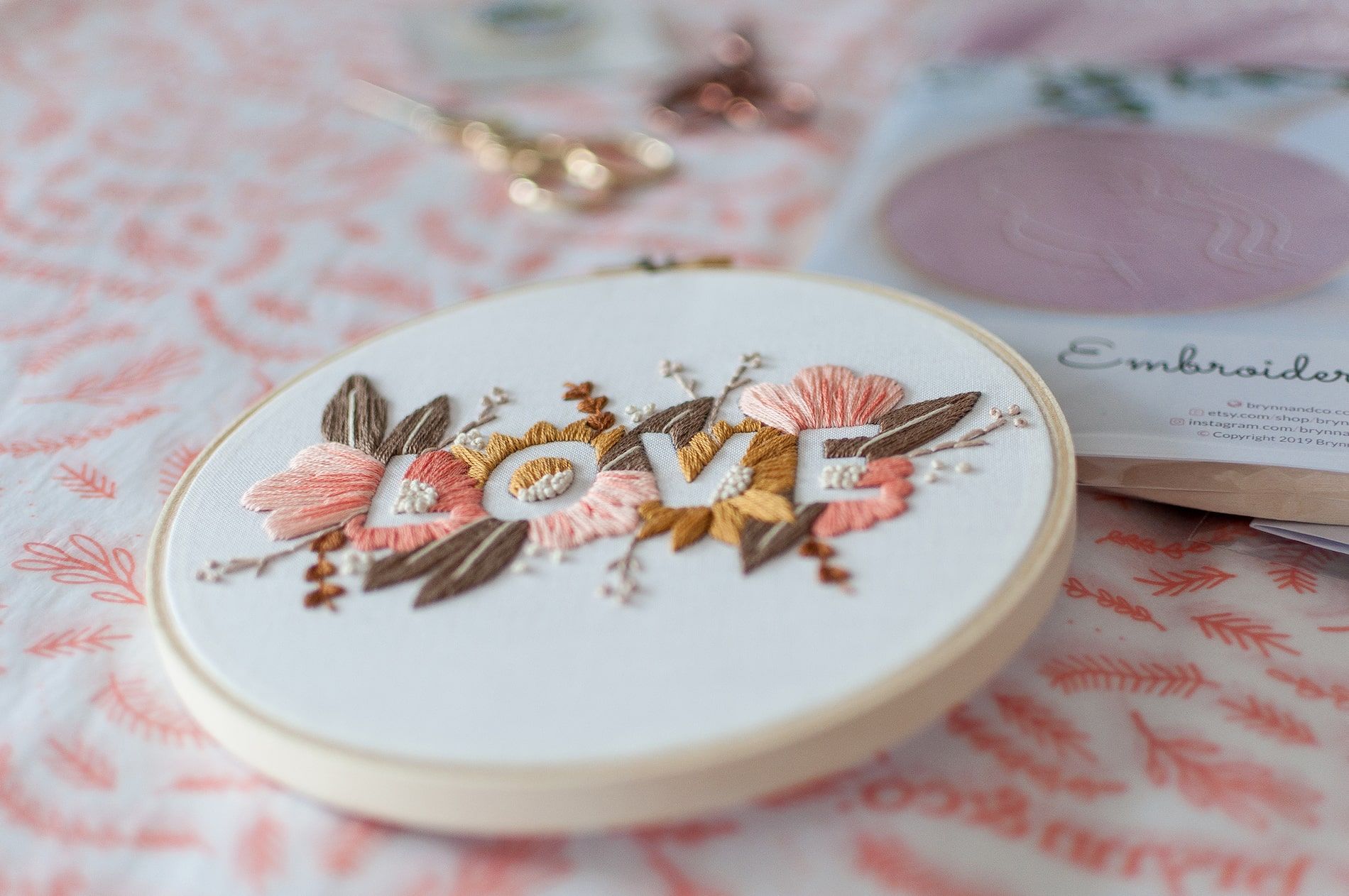 Brynn and Co LOVE embroidery hoop - Hello! Hooray!