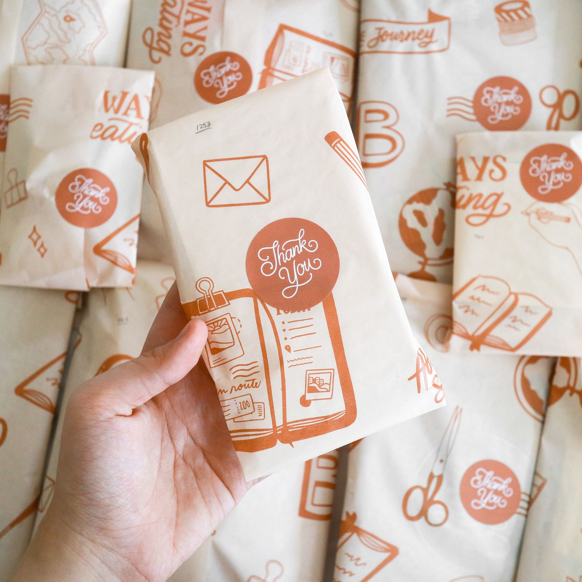 Good things come in orange packages! These lovely recycled pouches