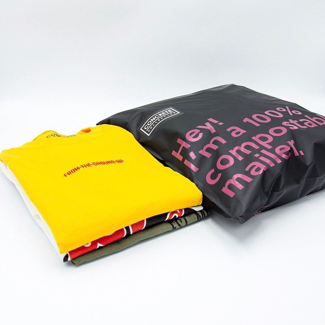 t-shirts and mailer bag