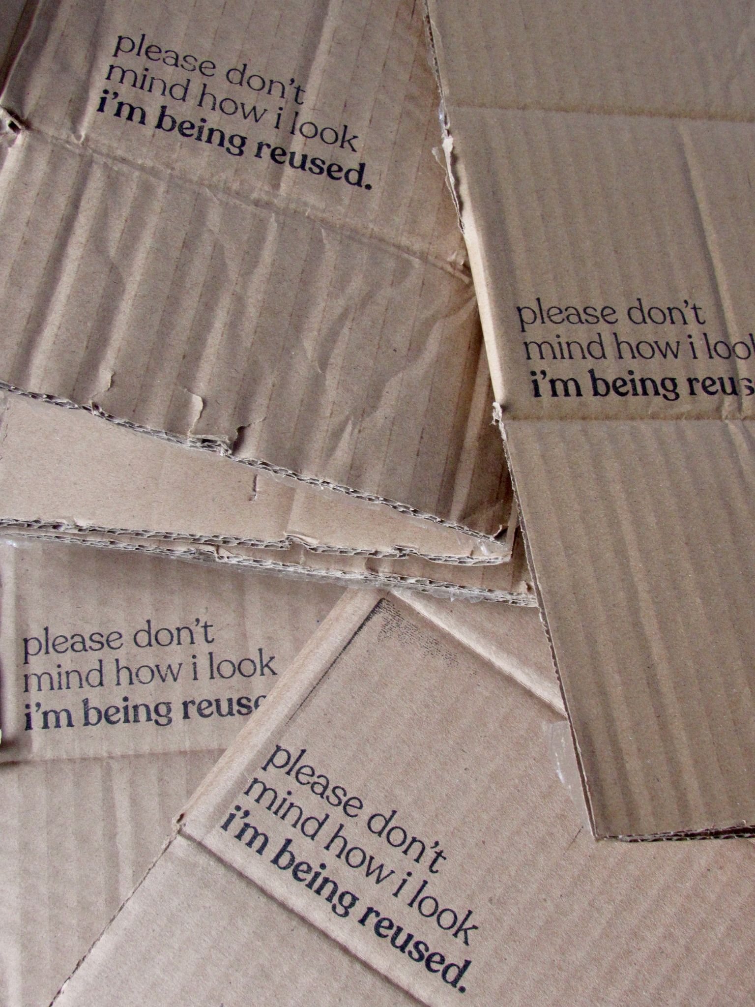 Recycled cardboard from shipping boxes