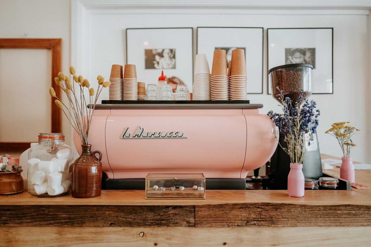 Coffee Bar Ideas : Pink & Orange Coffee Bar